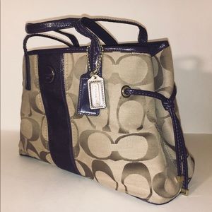 Coach signature logo khaki brown aubergine carryall H1353-F21949, MSRP $328